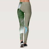 Blume in Blau, Grün und Grau Leggings (Rückseite)