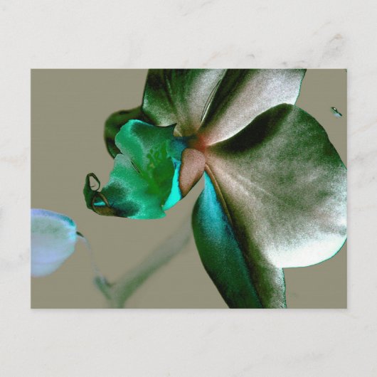 Blume in Blau, Grün und Grau Postkarte (Vorderseite)