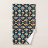 Blume in blau-orange Art Déco Badhandtuch Set (Handtuch)