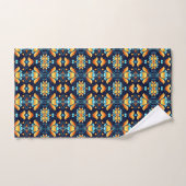 Blume in blau-orange Art Déco Badhandtuch Set (Handtuch)