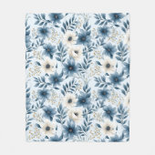 Blume in Blau und Beige Fleecedecke (Vorderseite)
