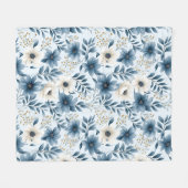 Blume in Blau und Beige Fleecedecke (Vorderseite (Horizontal))