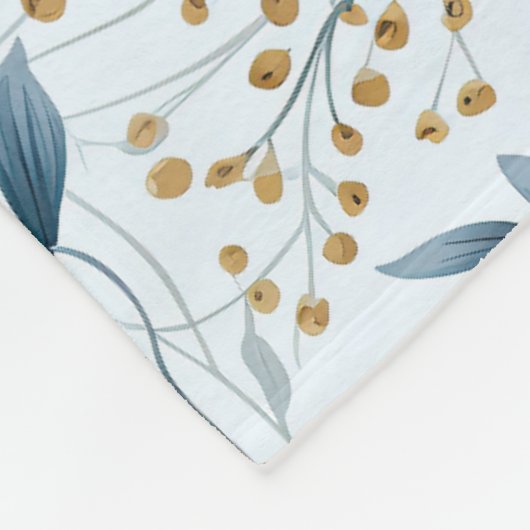 Blume in Blau und Beige Fleecedecke (Ecke)