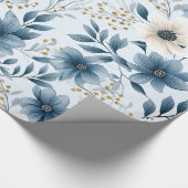 Blume in Blau und Beige Geschenkpapier (Ecke)
