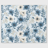 Blume in Blau und Beige Geschenkpapier (Flach)
