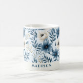 Blume in Blau und Beige Kaffeetasse (Mittel)
