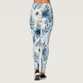 Blume in Blau und Beige Leggings (Rückseite)