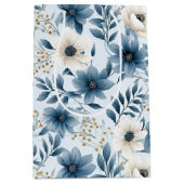 Blume in Blau und Beige Mittlere Geschenktüte (Vorderseite)