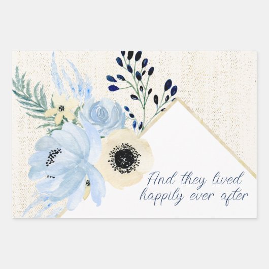 Blume in Blau und Creme Geschenkpapier Set (Vorderseite 3)