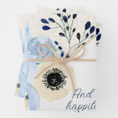 Blume in Blau und Creme Geschenkpapier Set (Beispiel)