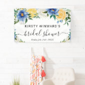Blume in Blau und Gelb - Boho - Brautparty Willkom Banner (Insitu)