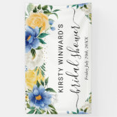 Blume in Blau und Gelb - Boho - Brautparty Willkom Banner (Vertikal)