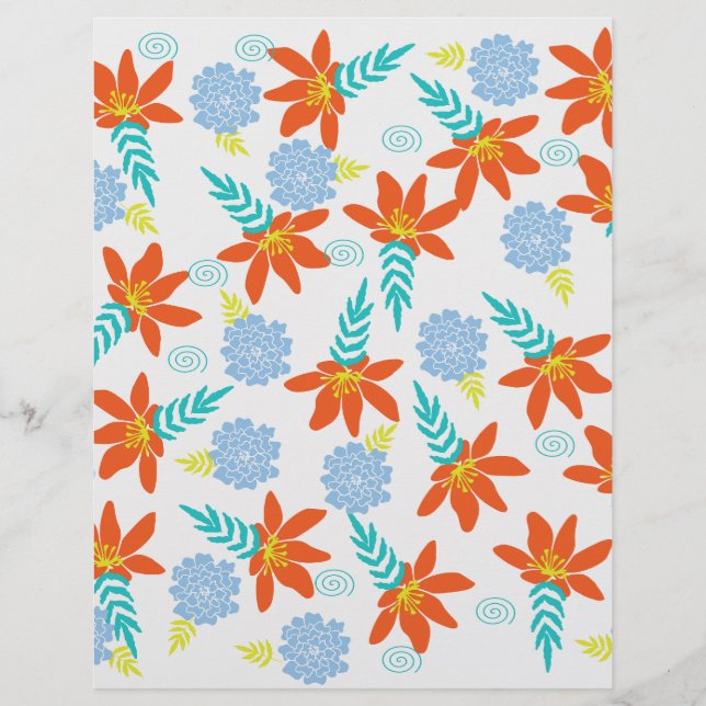 Blume in Blau und Orange: (Vorderseite)