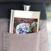 Blume in Blau und Rosa Flachmann (Beispiel)