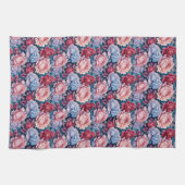 Blume in Blau und Rosa Geschirrtuch (Horizontal)