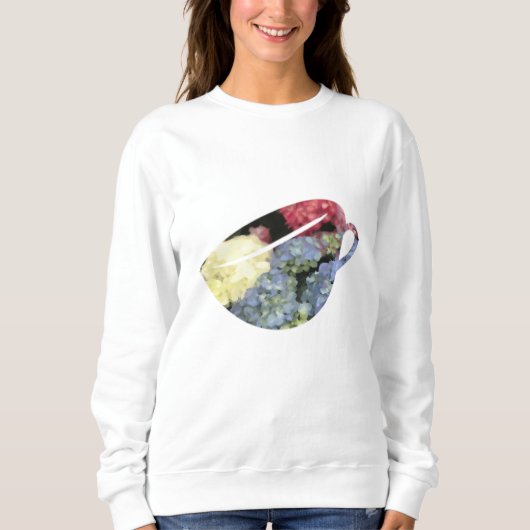 Blume in Blau und Rosa Hydrangea Malerei Sweatshirt (Vorderseite)