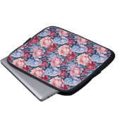 Blume in Blau und Rosa Laptopschutzhülle (Vorne Knopf)
