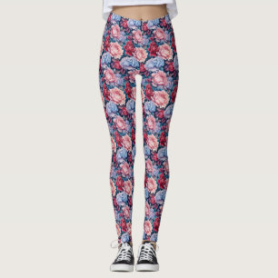Blume in Blau und Rosa Leggings