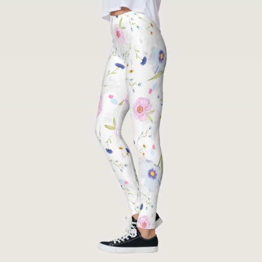 Blume in Blau und Rosa Leggings (Links)