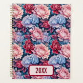 Blume in Blau und Rosa Planer (Vorderseite)