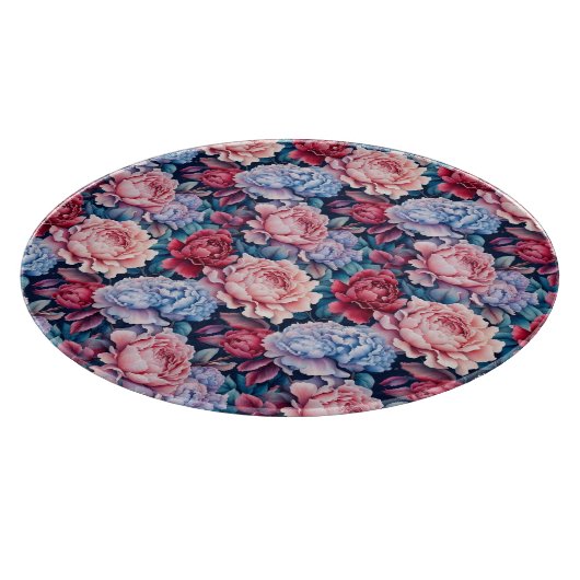 Blume in Blau und Rosa Schneidebrett (Ecke)