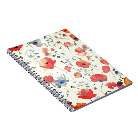 Blume in Blau und Rot Notizblock (Rechte Seite)