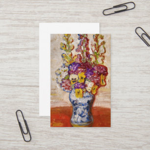 Blume in Blau und Weiß in der Orangen Tabelle Visitenkarte