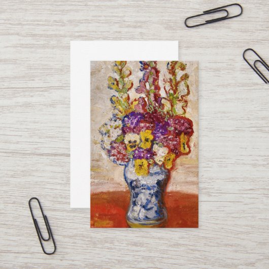 Blume in Blau und Weiß in der Orangen Tabelle Visitenkarte (Vorderseite/Rückseite Beispiel)