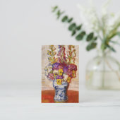 Blume in Blau und Weiß in der Orangen Tabelle Visitenkarte (Stehend Vorderseite)