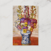 Blume in Blau und Weiß in der Orangen Tabelle Visitenkarte (Vorderseite)