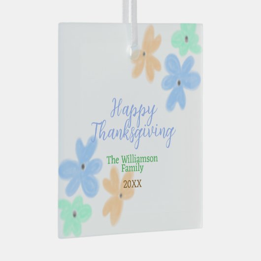 Blume in Blauorange Ornament Aus Glas (Vorderseite Rechts)