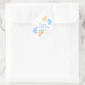 Blume in Blauorange Runder Aufkleber (Tasche)