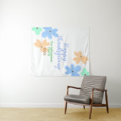 Blume in Blauorange Wandteppich (Beispiel (Horizontal))