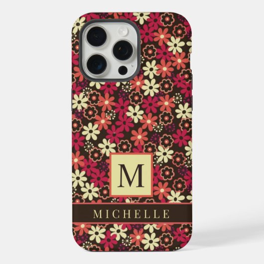 Blume in Braun-Gelb-Rosa Orange iPhone Hülle (Rückseite)