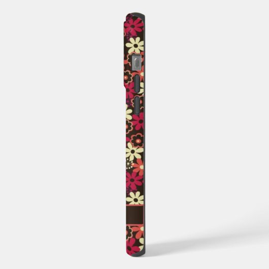 Blume in Braun-Gelb-Rosa Orange iPhone Hülle (Linke Seite)