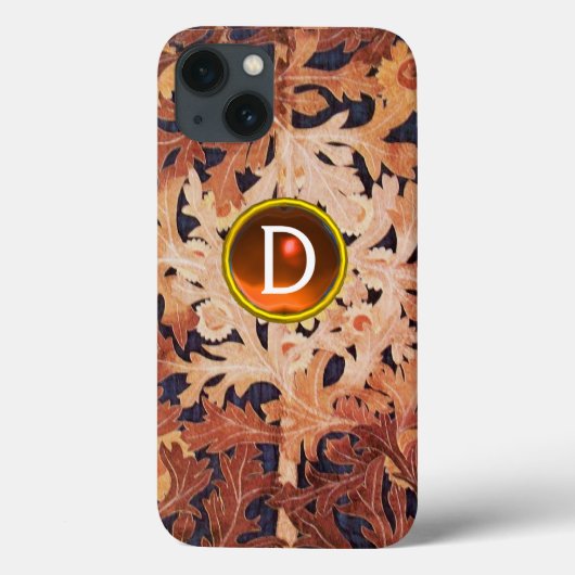 BLUME IN BROWN FLORAL ORANGE GEM MONOGRAM Case-Mate iPhone HÜLLE (Rückseite)