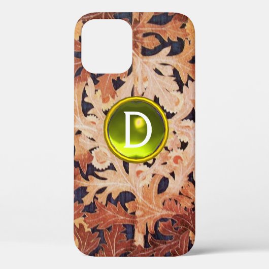 BLUME IN BROWN FLORAL YELLOW GEM MONOGRAM Case-Mate iPhone HÜLLE (Rückseite)