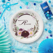 Blume in Burgund und Rosa Pappteller (Party)