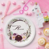 Blume in Burgund und Rosa Pappteller (Party)