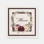 Blume in Burgund und Rosa Serviette (Vorderseite)