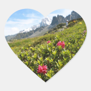 Blume in den Alpen - Schön! Herz-Aufkleber