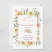 Blume in den Aquarellen Pfirsichkorallen Hochzeit Einladung (Vorderseite)