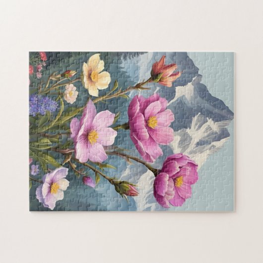 Blume in den Bergen Puzzle (Horizontal)