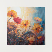 Blume in der Aquarellmalerei der Morgensonne Wandteppich (Vorderseite)