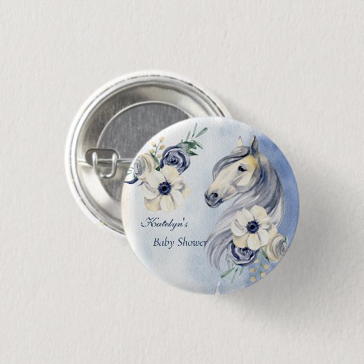 Blume in der Ranch Wasserfarbe Kinderdusche Button (Vorne & Hinten)