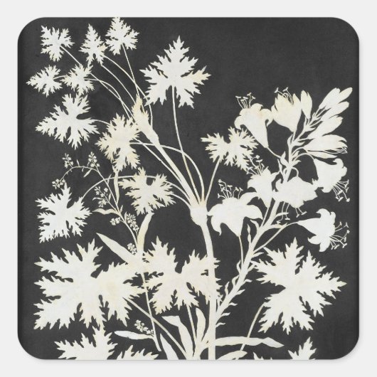 Blume in der Silhouette Quadratischer Aufkleber (Vorderseite)