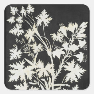 Blume in der Silhouette Quadratischer Aufkleber