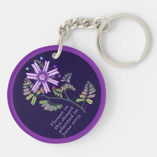 Blume in der Wüste Schlüsselanhänger (Rückseite)