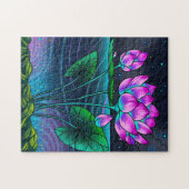 Blume in dunkler Nacht Puzzle (Horizontal)