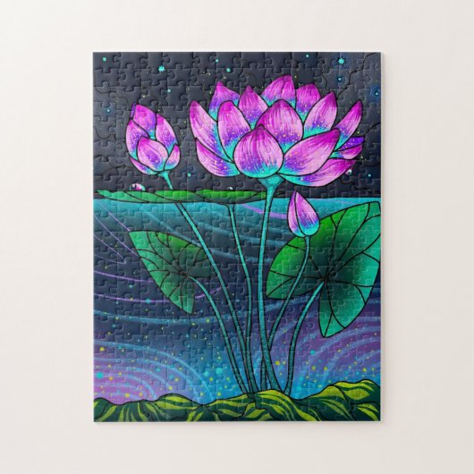 Blume in dunkler Nacht Puzzle (Vertikal)